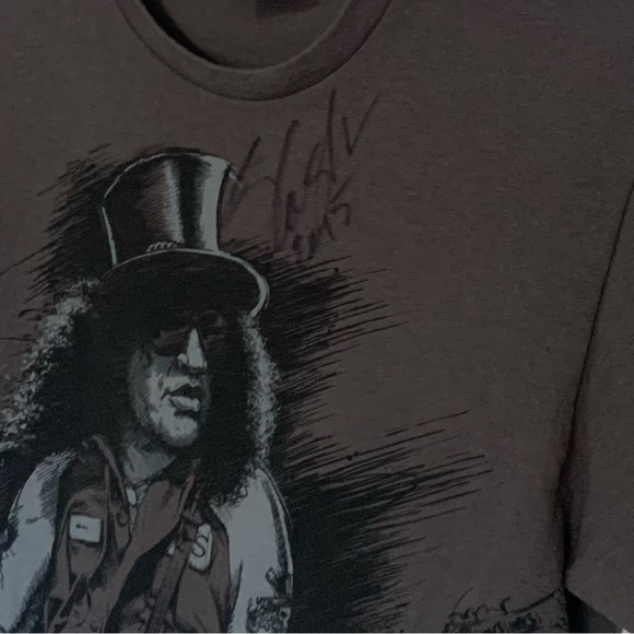 SLASH Guns and Roses Signed “Slash 2015” Cotton Graphic Band Tee - Picture 4 of 7